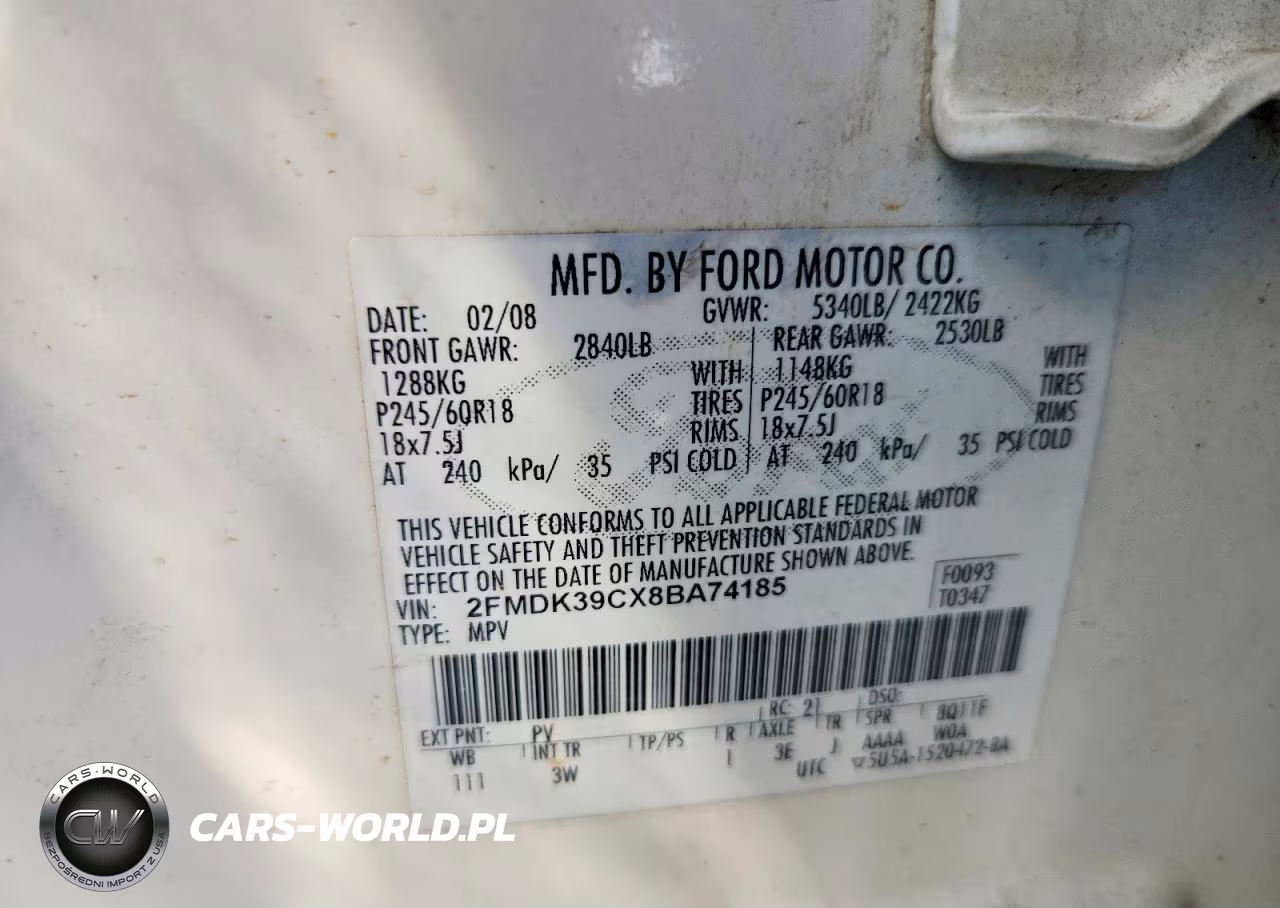 2008 Ford Edge Limited VIN:2FMDK39CX8BA74185 - 13