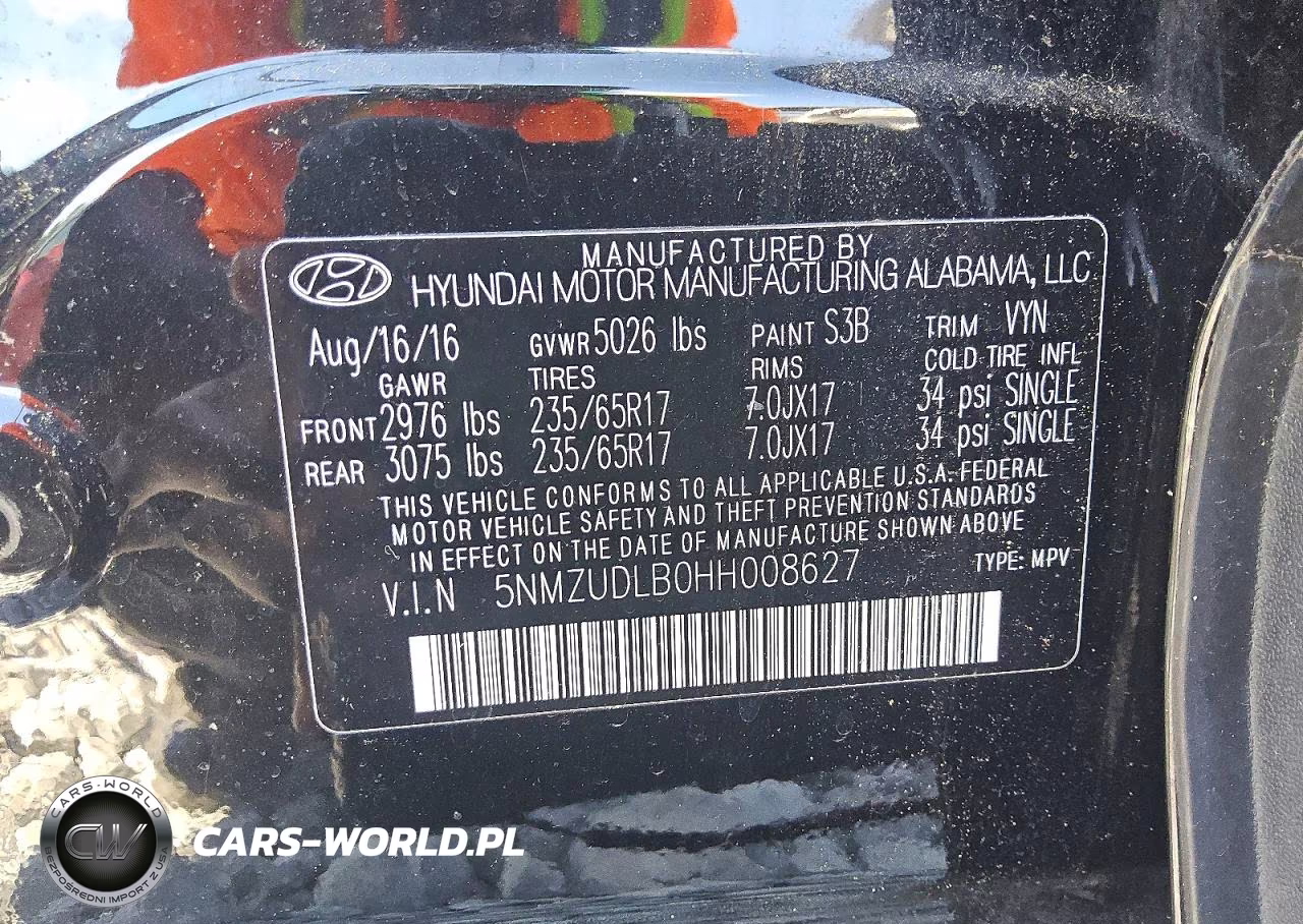 2017 Hyundai Santa Fe Sport 2.4L VIN:5NMZUDLB0HH008627 - 13