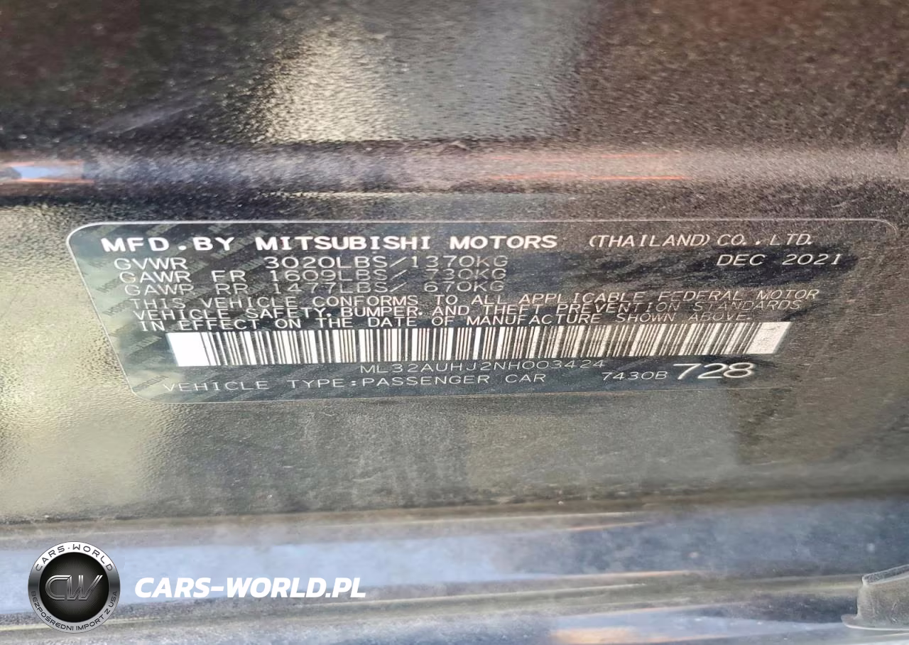 2022 Mitsubishi Mirage Es VIN:ML32AUHJ2NH003424 - 12