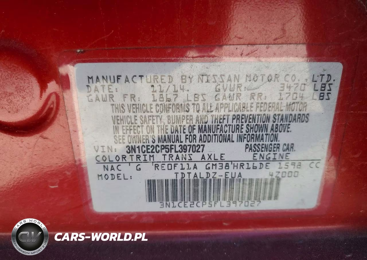 2015 Nissan Versa Note Sv VIN:3N1CE2CP5FL397027 - 12
