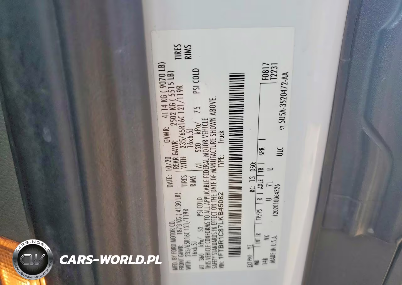 2020 Ford Transit 250 Delivery Van VIN:1FTBR1C87LKB45082 - 14