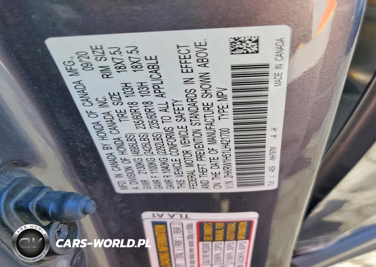 2020 Honda Cr-V Ex VIN:2HKRW1H51LH421700 - 13