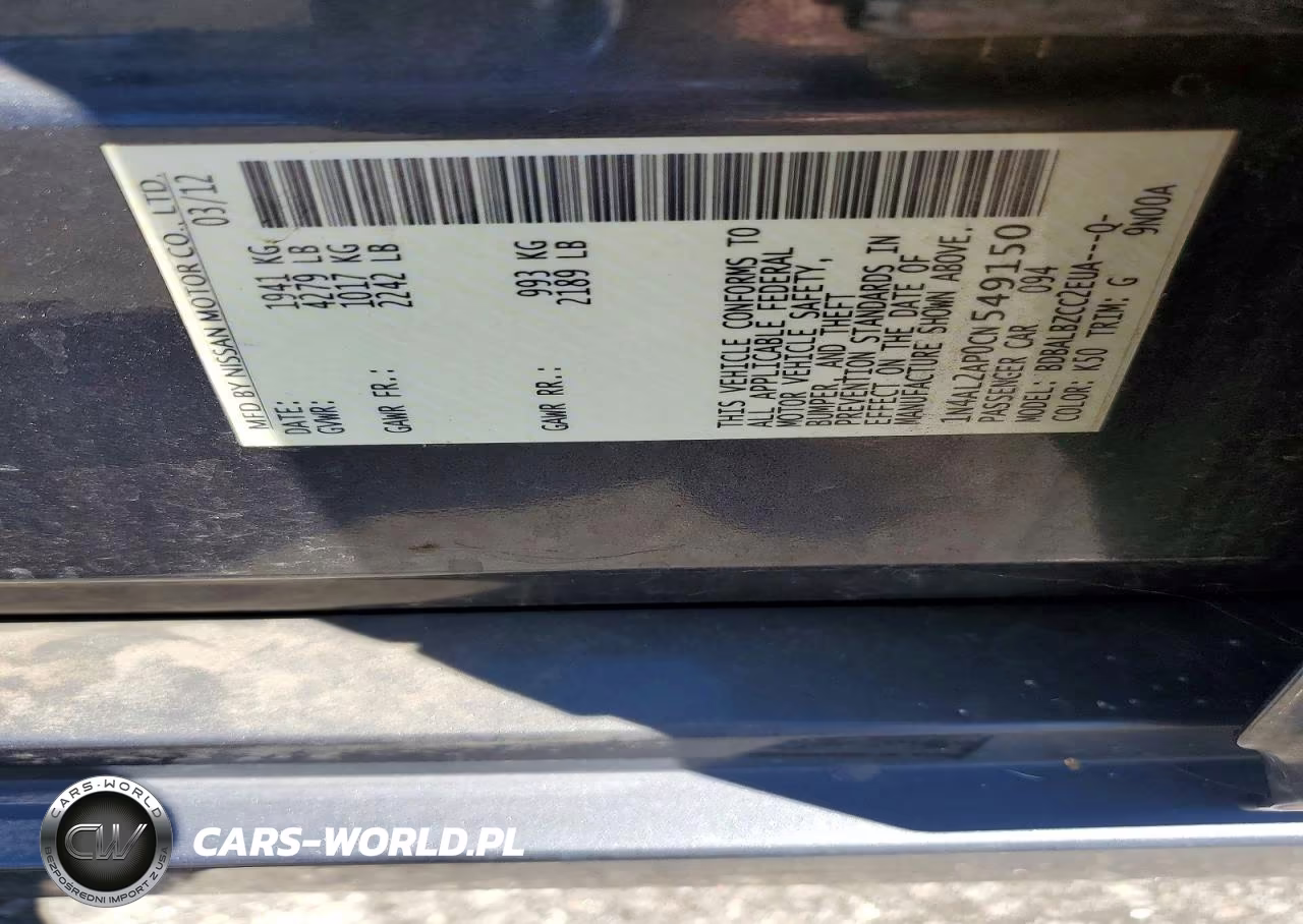 2012 Nissan Altima 2.5 VIN:1N4AL2AP0CN549150 - 12
