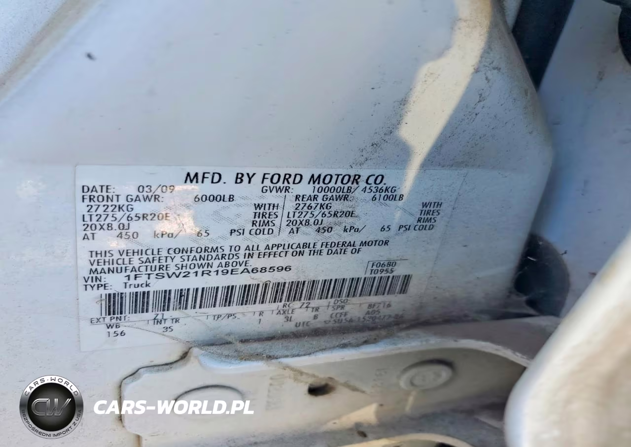 2009 Ford F250 Super Duty VIN:1FTSW21R19EA68596 - 12