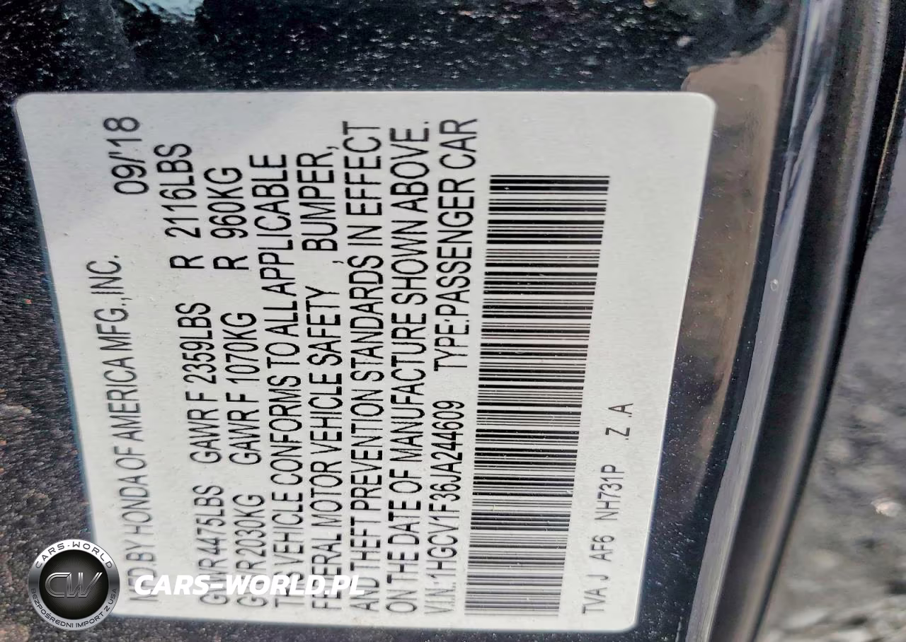 2018 Honda Accord Sport VIN:1HGCV1F36JA244609 - 12