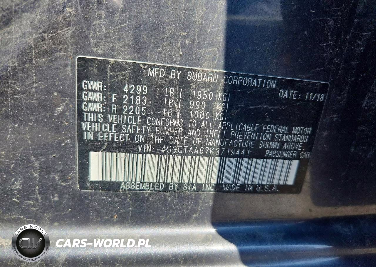 2019 Subaru Impreza VIN:4S3GTAA67K3719441 - 13