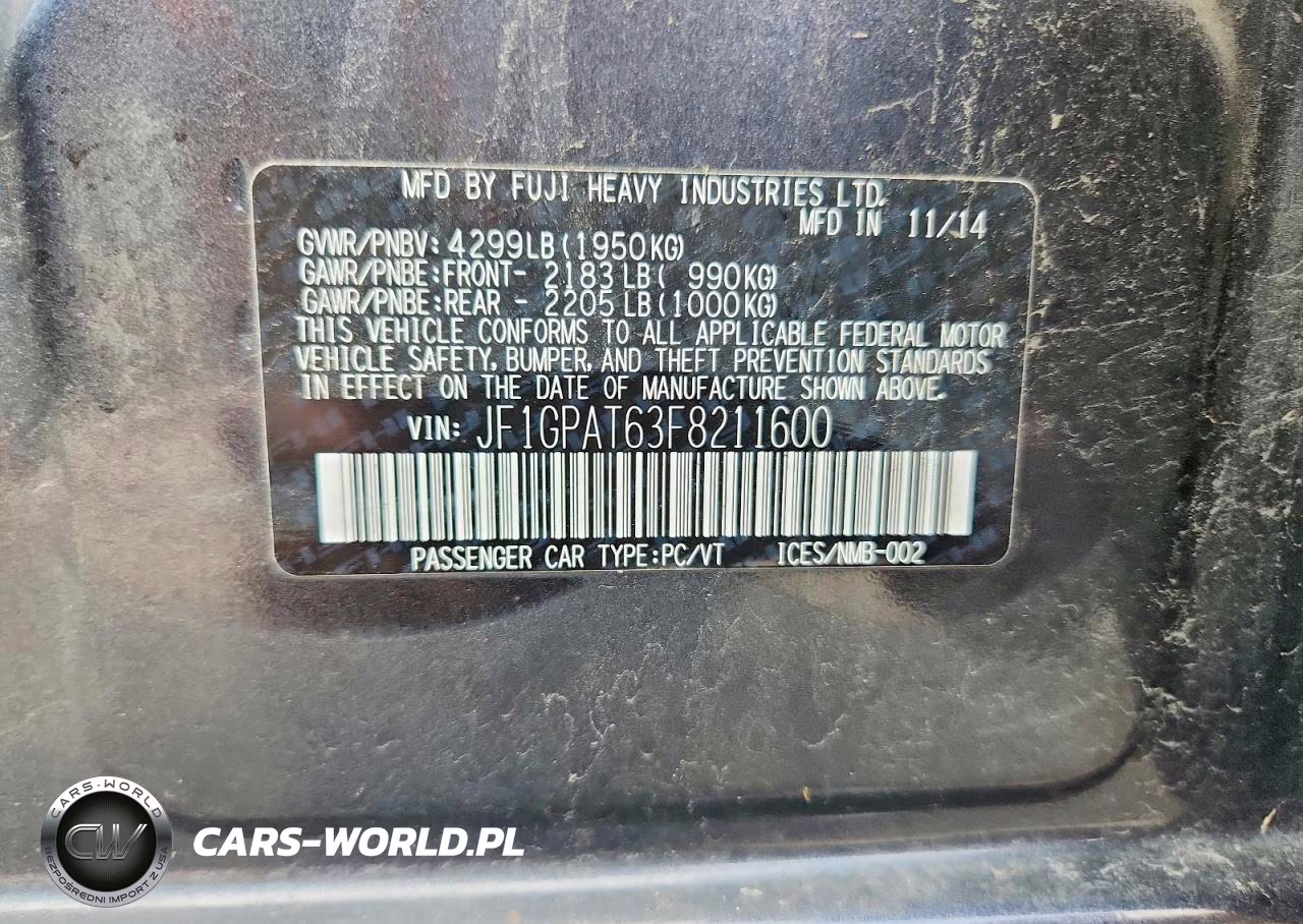 2015 Subaru Impreza Sport VIN:JF1GPAT63F8211600 - 12