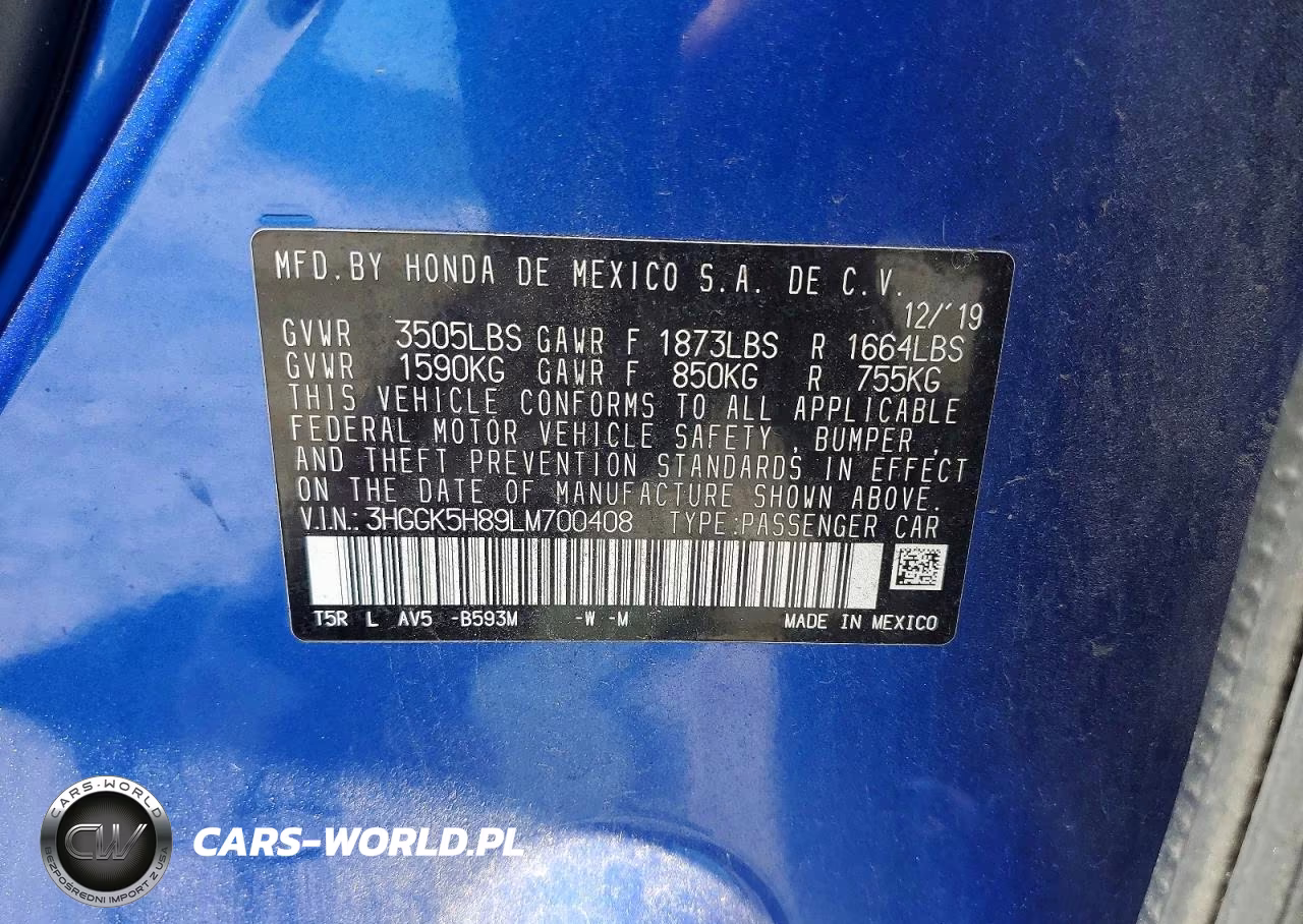 2020 Honda Fit Ex VIN:3HGGK5H89LM700408 - 12