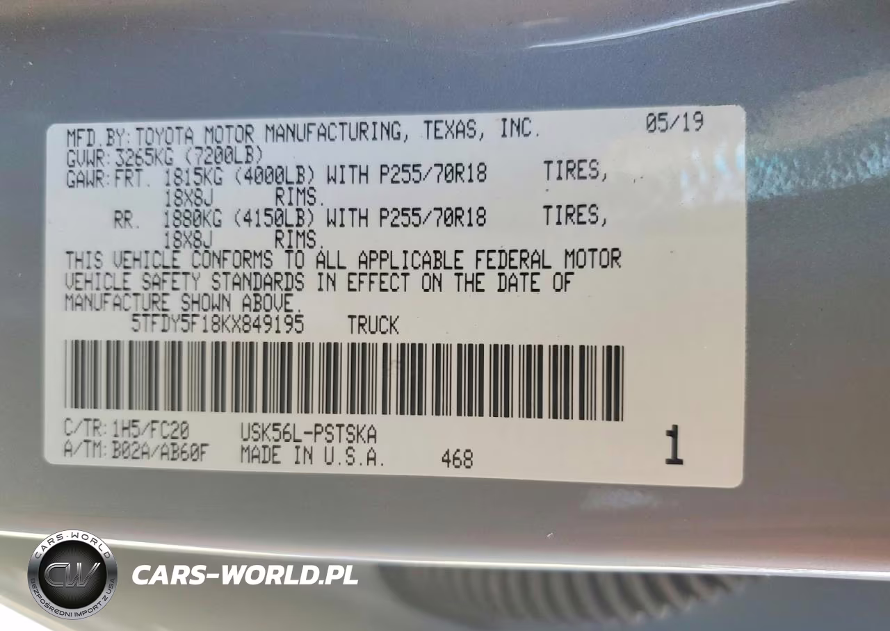 2019 Toyota Tundra Sr5 VIN:5TFDY5F18KX849195 - 12