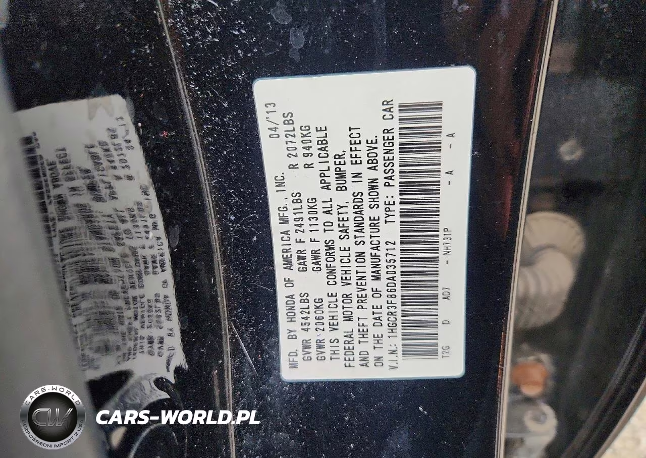 2013 Honda Accord Exl VIN:1HGCR3F86DA035712 - 12