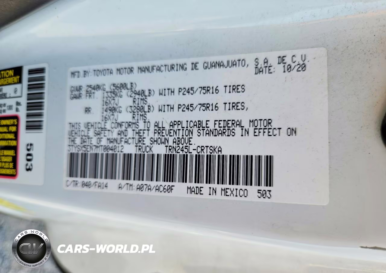 2021 Toyota Tacoma Sr VIN:3TYSX5EN7MT004012 - 12
