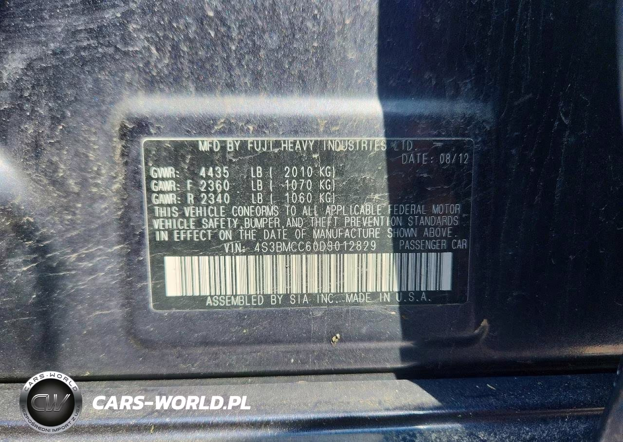 2013 Subaru Legacy 2.5I Premium VIN:4S3BMCC60D3012829 - 12