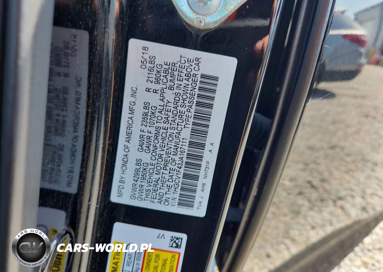 HONDA ACCORD VIN:1HGCV1F43JA167111 - 13