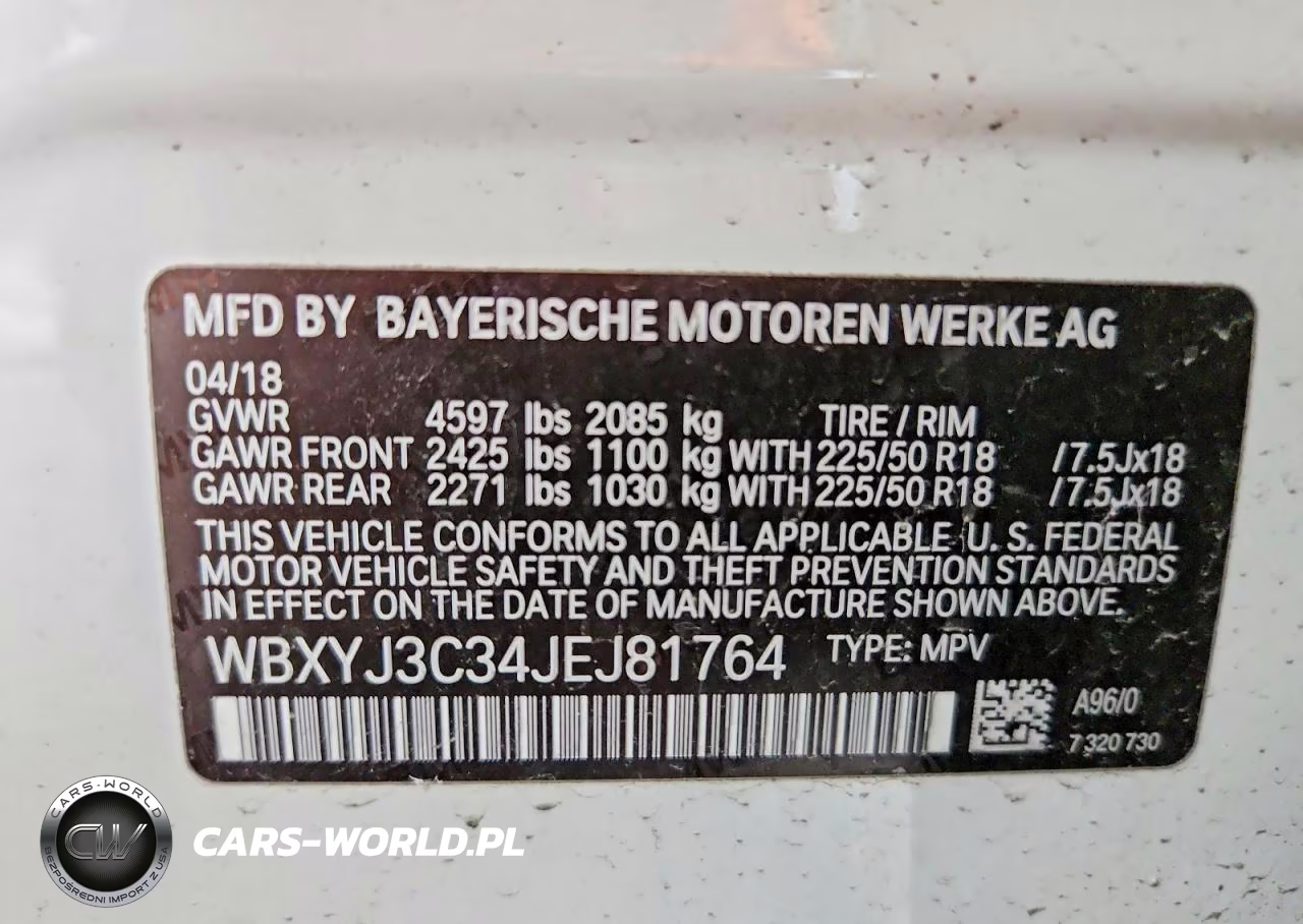 2018 BMW X2 Sdrive28I VIN:WBXYJ3C34JEJ81764 - 14