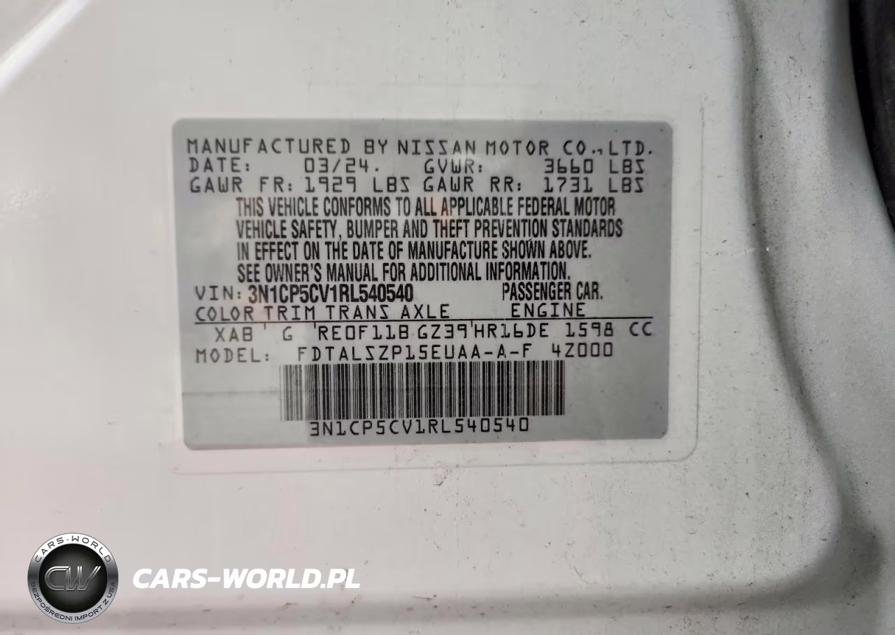 2024 Nissan Kicks Sv VIN:3N1CP5CV1RL540540 - 13
