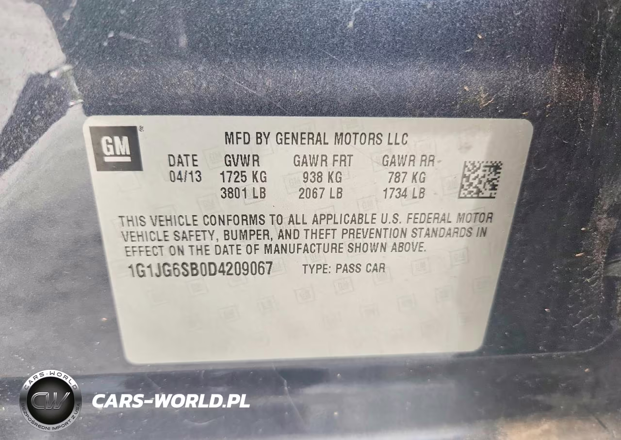 2013 Chevrolet Sonic Rs VIN:1G1JG6SB0D4209067 - 12