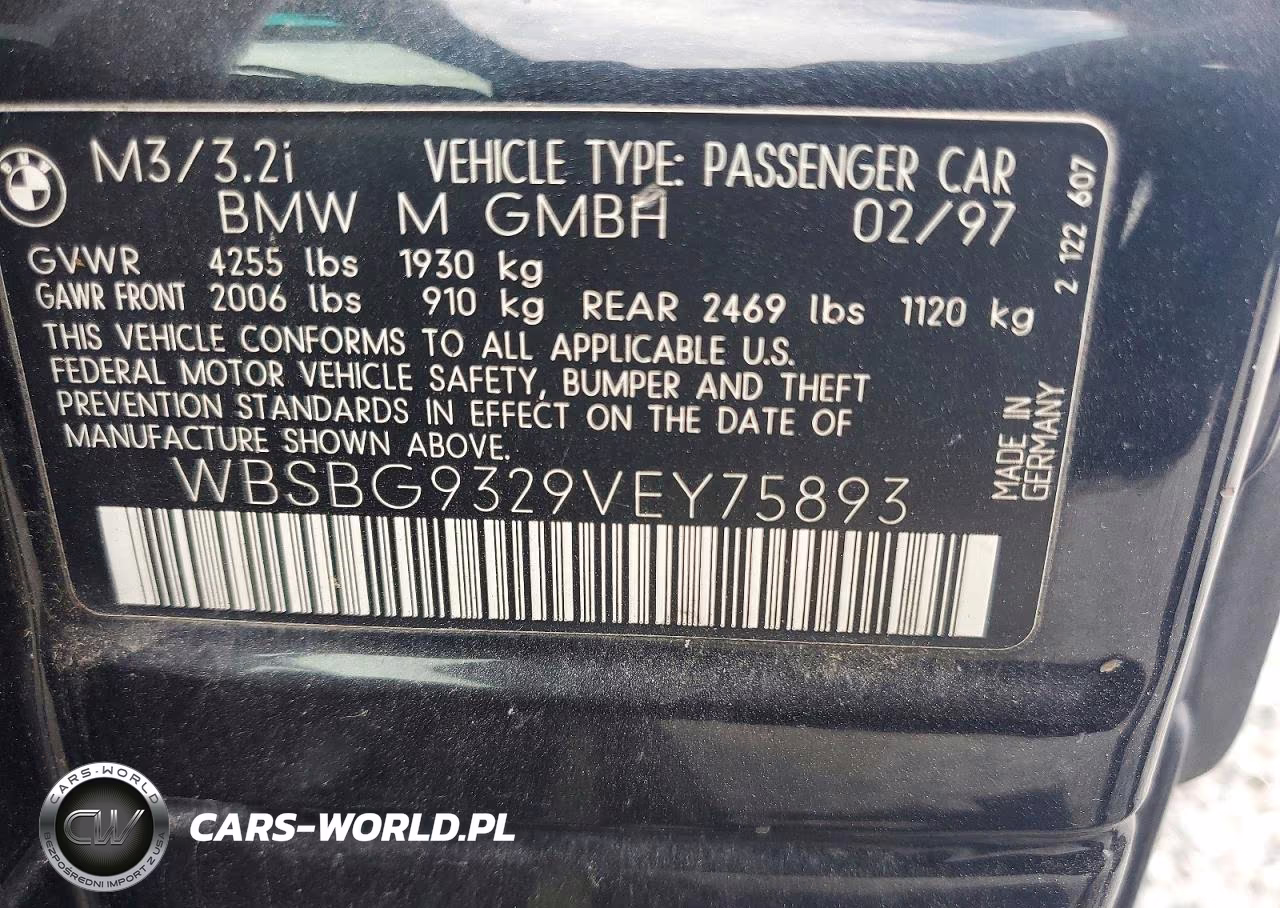 1997 BMW M3 VIN:WBSBG9329VEY75893 - 12