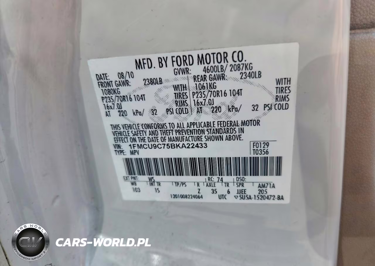2011 Ford Escape Xls VIN:1FMCU9C75BKA22433 - 12