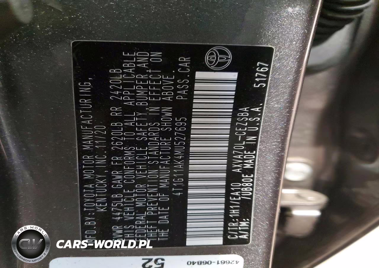 2021 Toyota Camry Se VIN:4T1G11AK4MU527695 - 12
