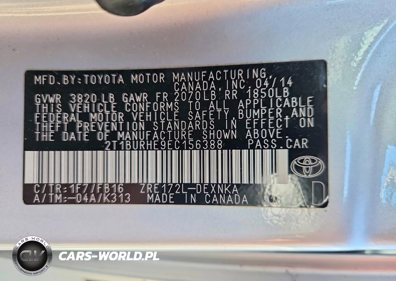 2014 Toyota Corolla Le Plus VIN:2T1BURHE9EC156388 - 12