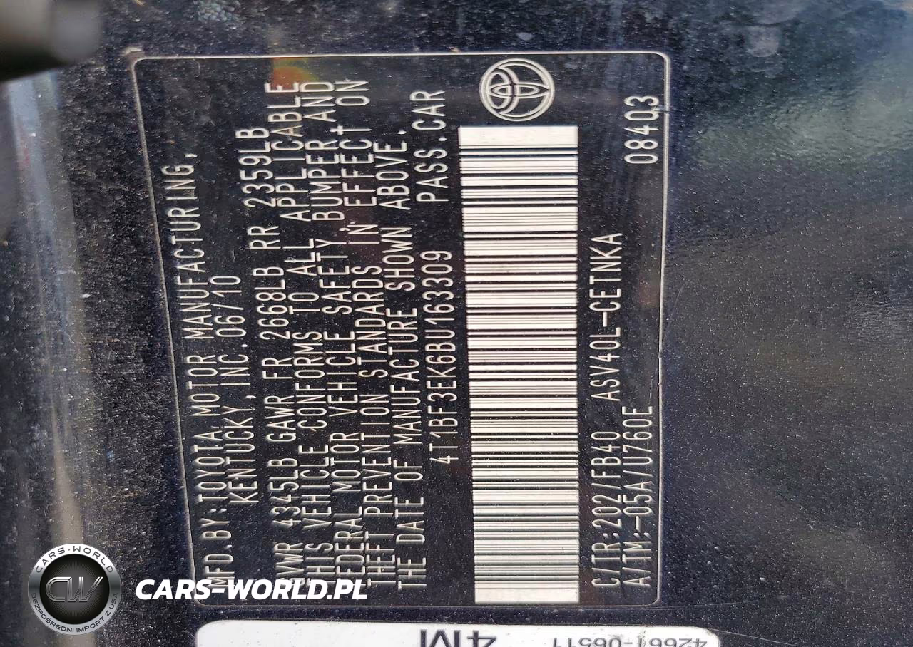 2011 Toyota Camry Le VIN:4T1BF3EK6BU163309 - 12