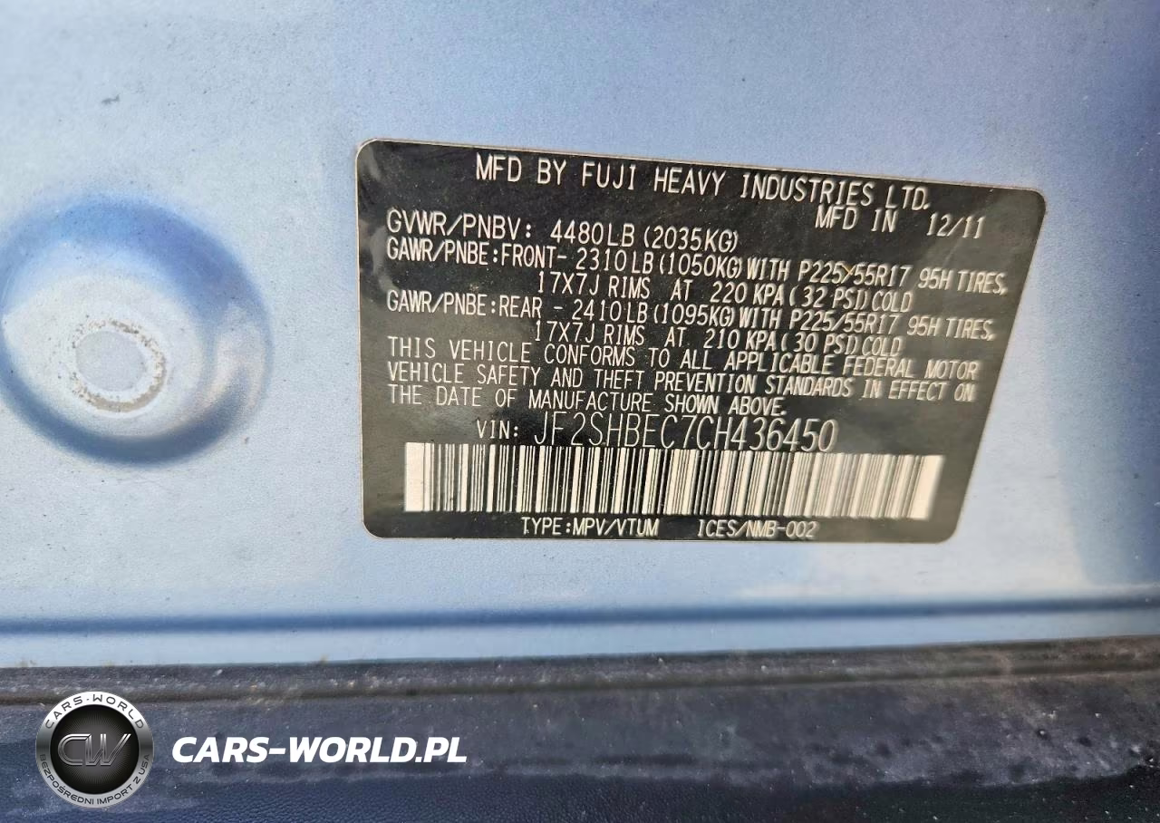 2012 Subaru Forester Limited VIN:JF2SHBEC7CH436450 - 13