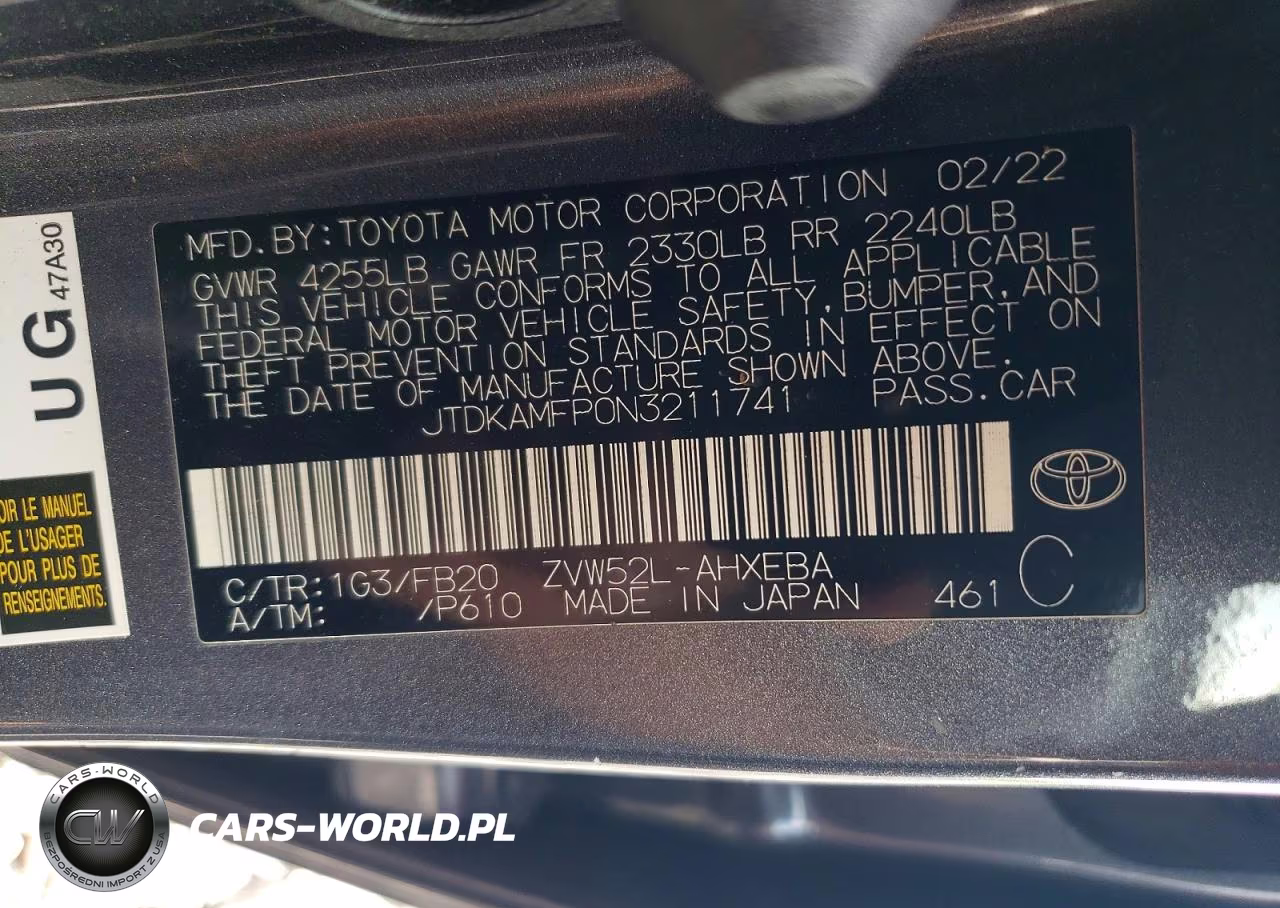 2022 Toyota Prius Prime Le VIN:JTDKAMFP0N3211741 - 12