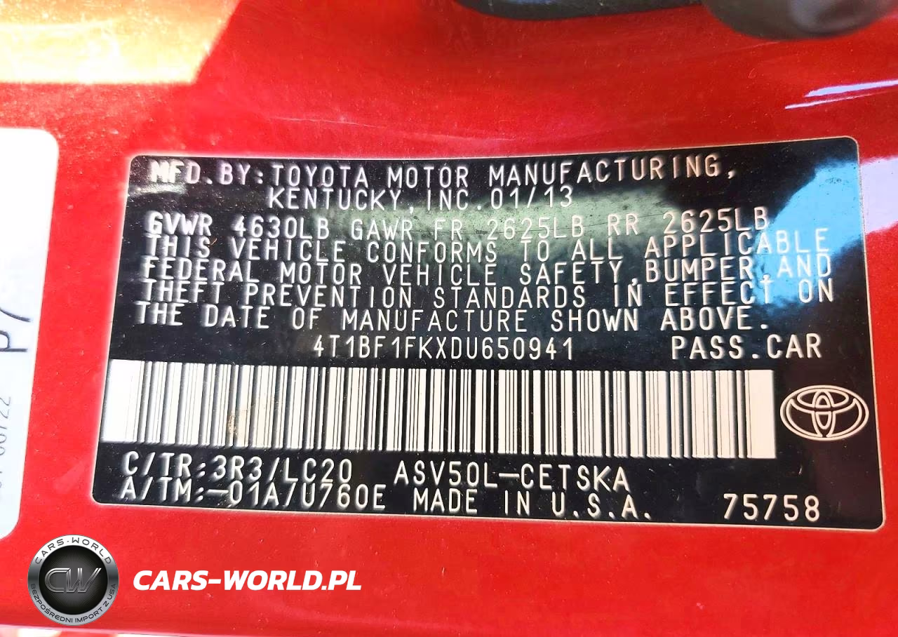 2013 Toyota Camry Se VIN:4T1BF1FKXDU650941 - 12