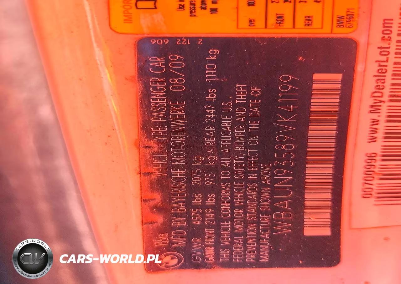 2009 BMW 135 I VIN:WBAUN93589VK41199 - 12