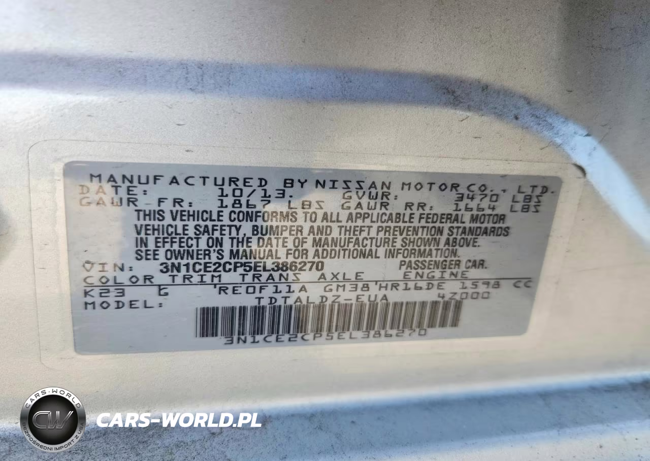 2014 Nissan Versa Note Sv VIN:3N1CE2CP5EL386270 - 12