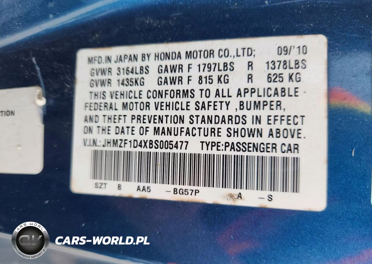 2011 Honda Cr-Z VIN:JHMZF1D4XBS005477 - 13