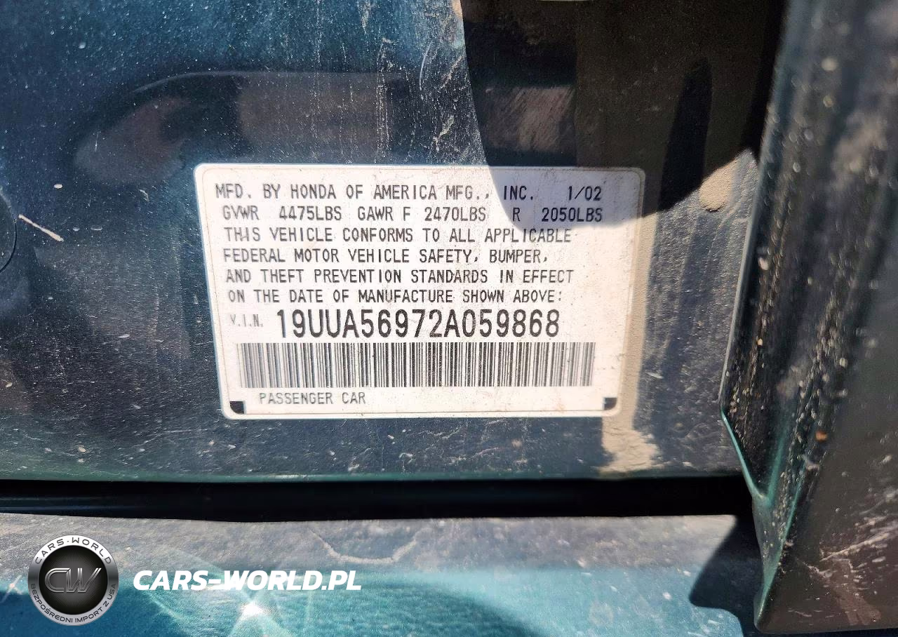 2002 Acura 3.2Tl Type-S VIN:19UUA56972A059868 - 12