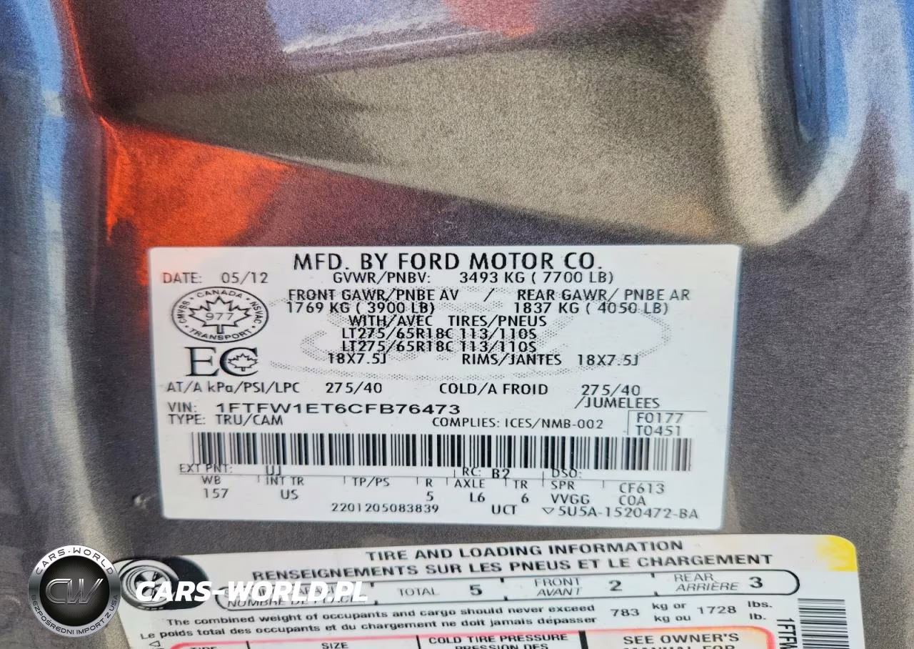 2012 Ford F150 Supercrew VIN:1FTFW1ET6CFB76473 - 12