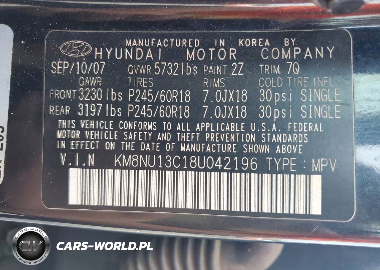 2008 Hyundai Veracruz Gls VIN:KM8NU13C18U042196 - 12