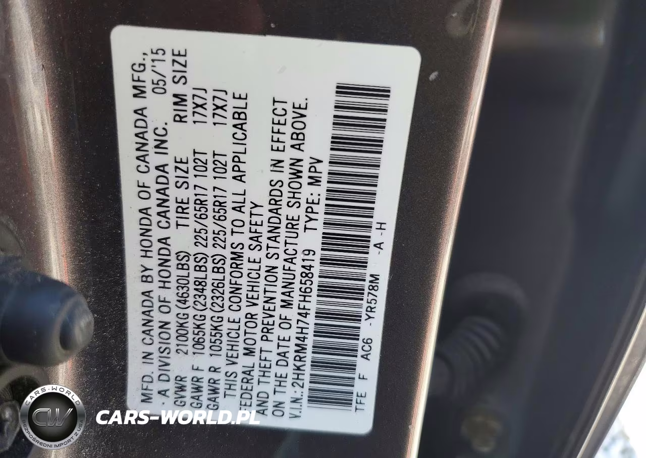 2015 Honda Cr-V Exl VIN:2HKRM4H74FH658419 - 13