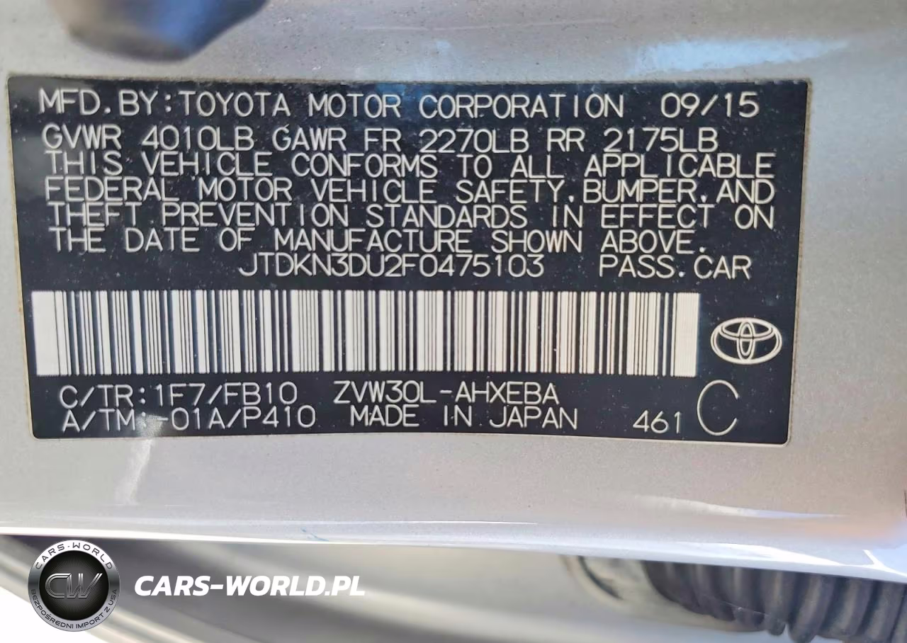 2015 Toyota Prius Two VIN:JTDKN3DU2F0475103 - 12