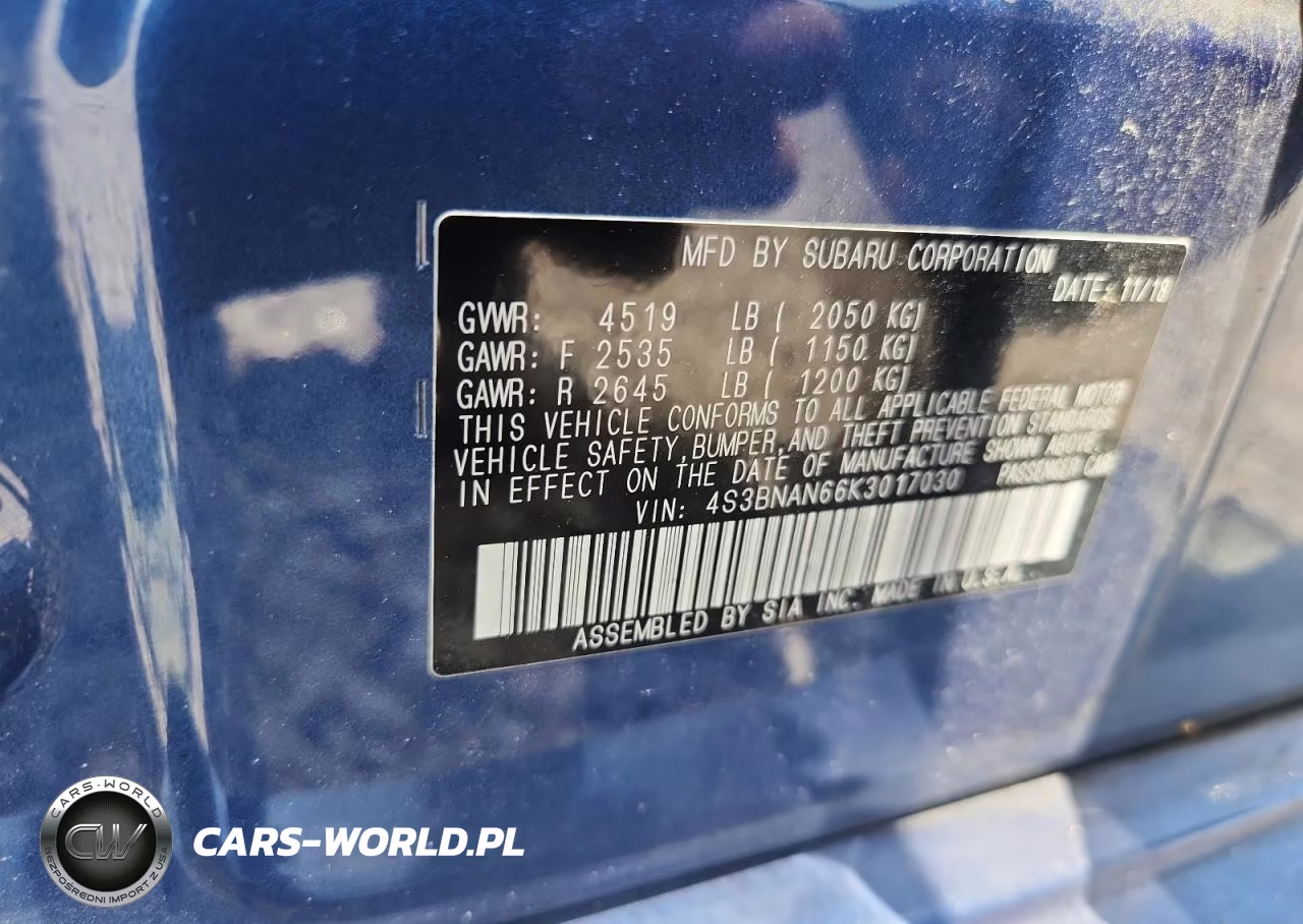 2019 Subaru Legacy 2.5I Limited VIN:4S3BNAN66K3017030 - 12