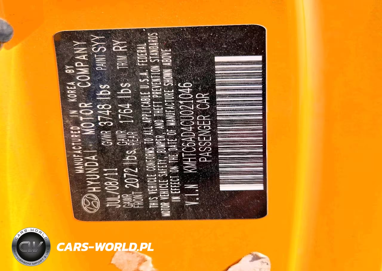 2012 Hyundai Veloster Base VIN:KMHTC6AD4CU021046 - 12