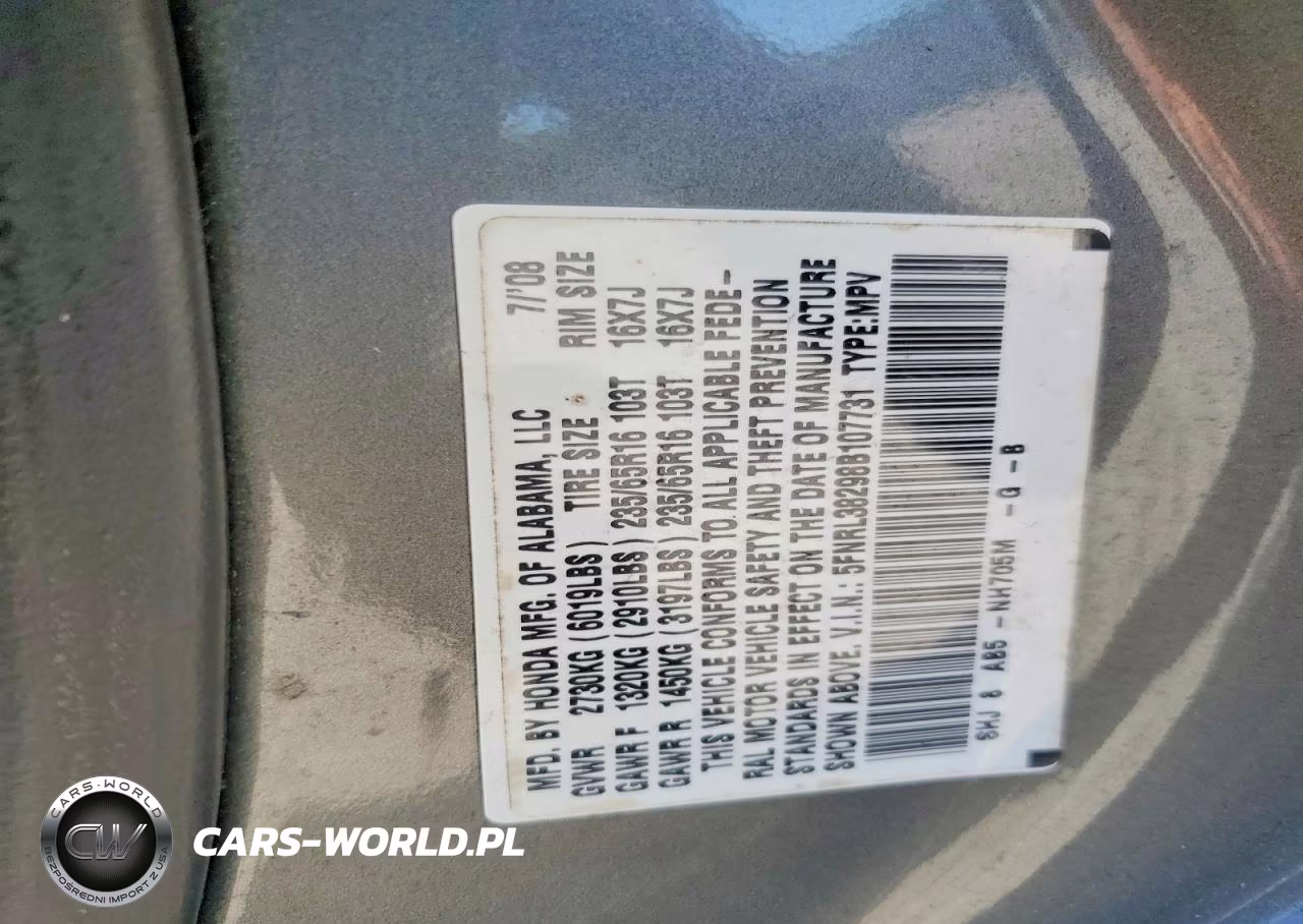 2008 Honda Odyssey Lx VIN:5FNRL38298B107731 - 13