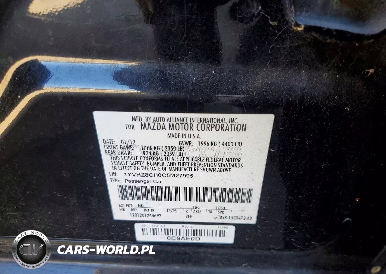 2012 Mazda 6 I VIN:1YVHZ8CH0C5M27995 - 12