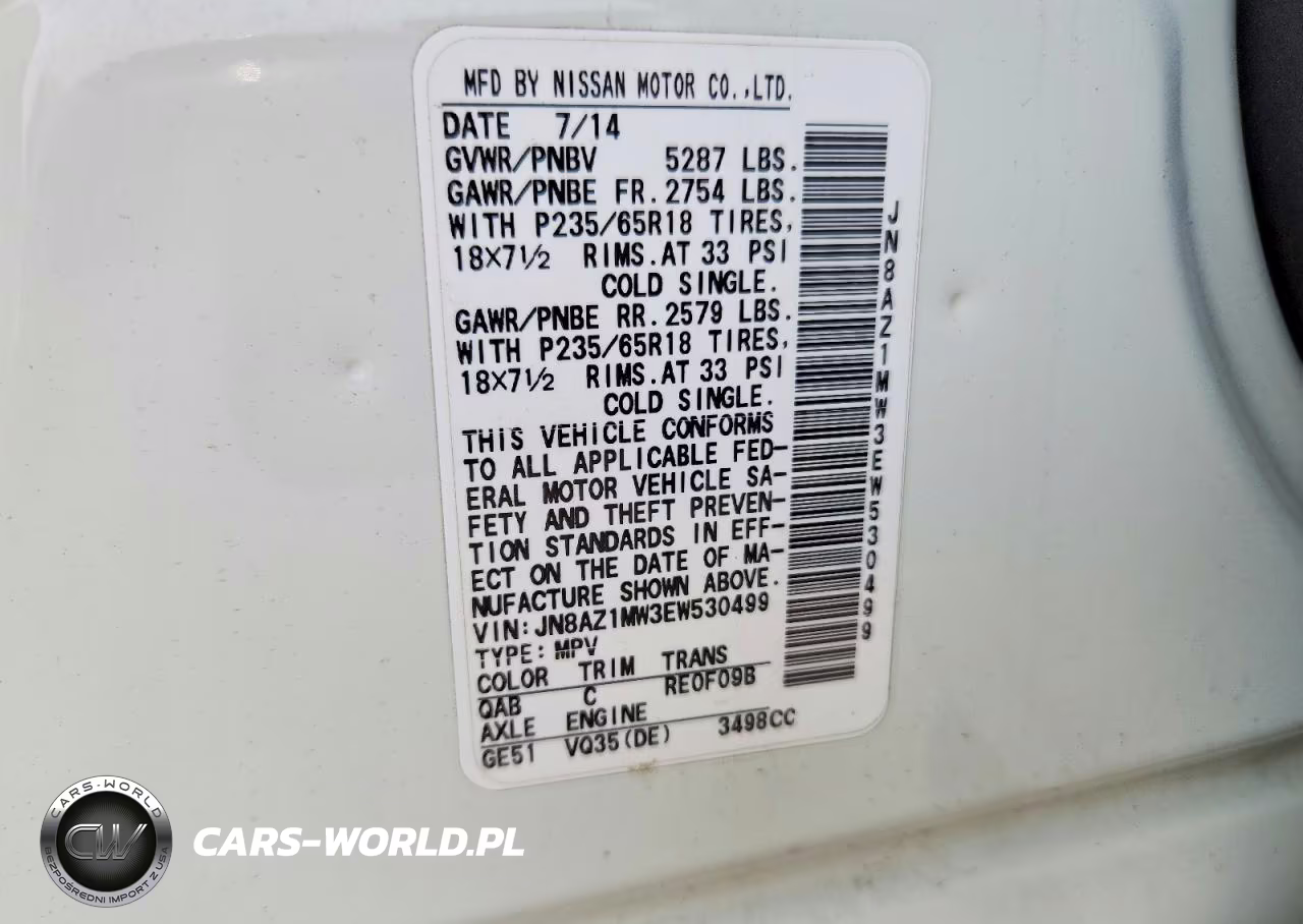2014 Nissan Murano Sv VIN:JN8AZ1MW3EW530499 - 13