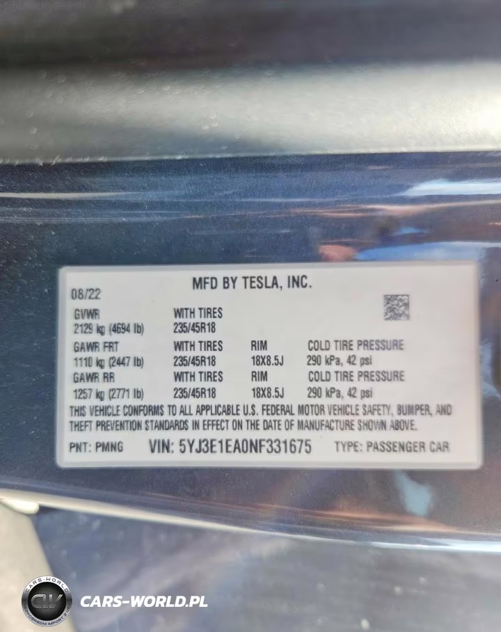 2022 Tesla Model 3 VIN:5YJ3E1EA0NF331675 - 13