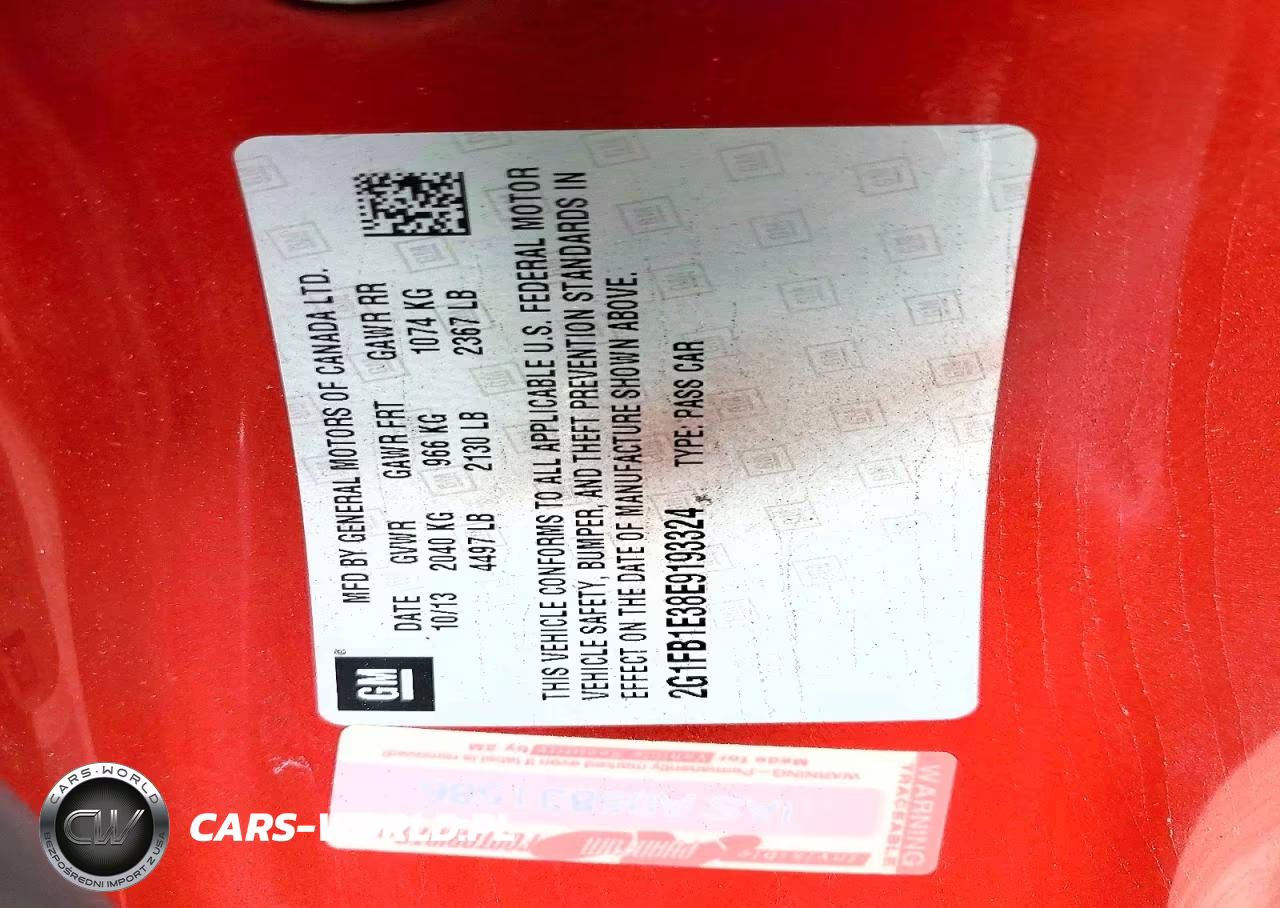 2014 Chevrolet Camaro Lt VIN:2G1FB1E38E9193324 - 12