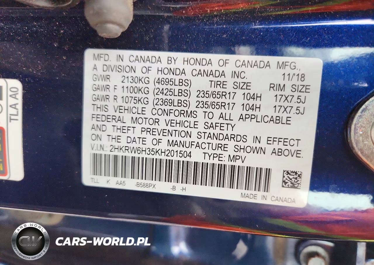 2019 Honda Cr-V Lx VIN:2HKRW6H35KH201504 - 13