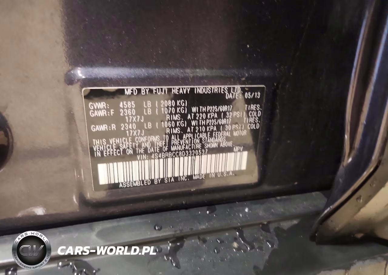 2013 Subaru Outback 2.5I Premium VIN:4S4BRBCC8D3320537 - 13