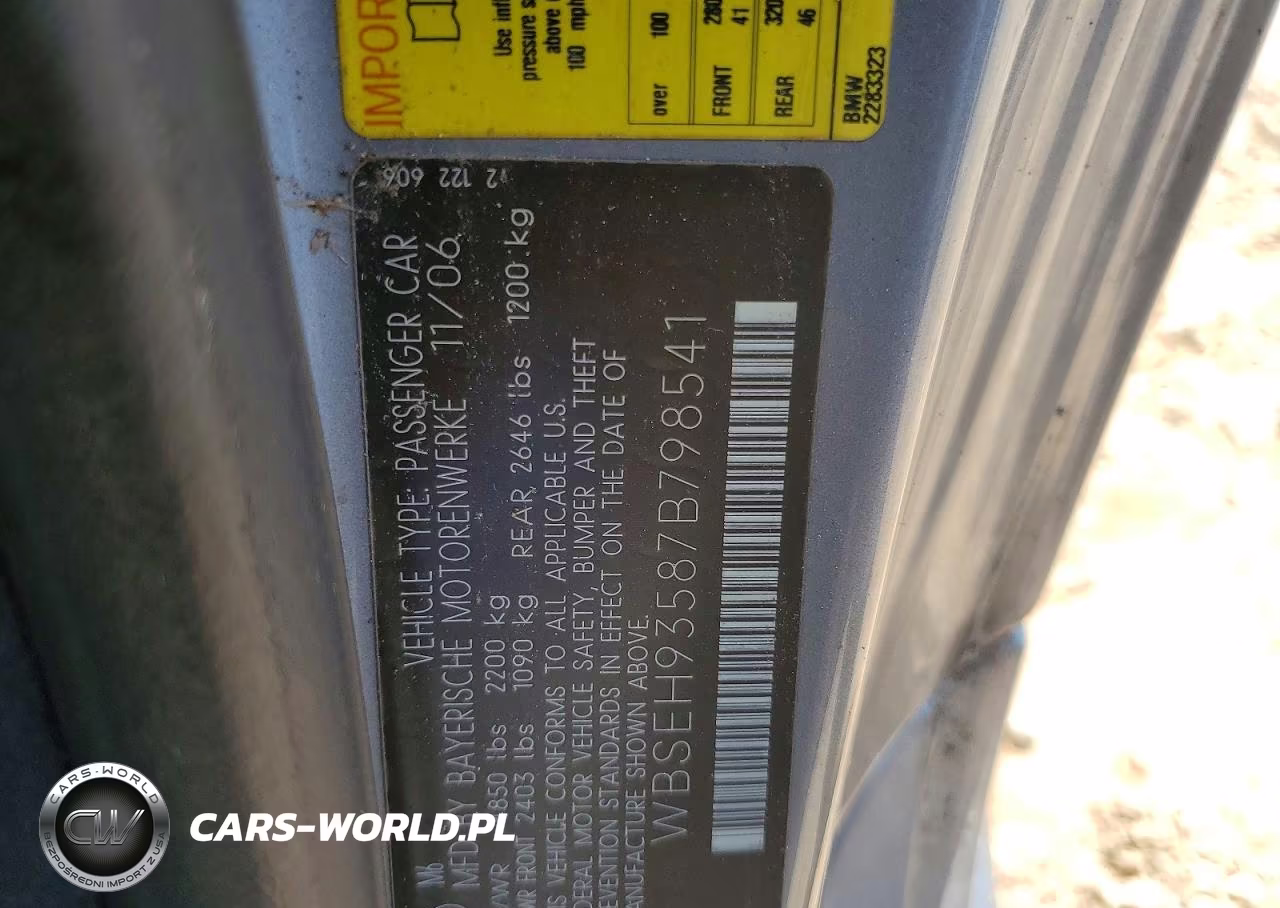 2007 BMW M6 VIN:WBSEH93587B798541 - 12