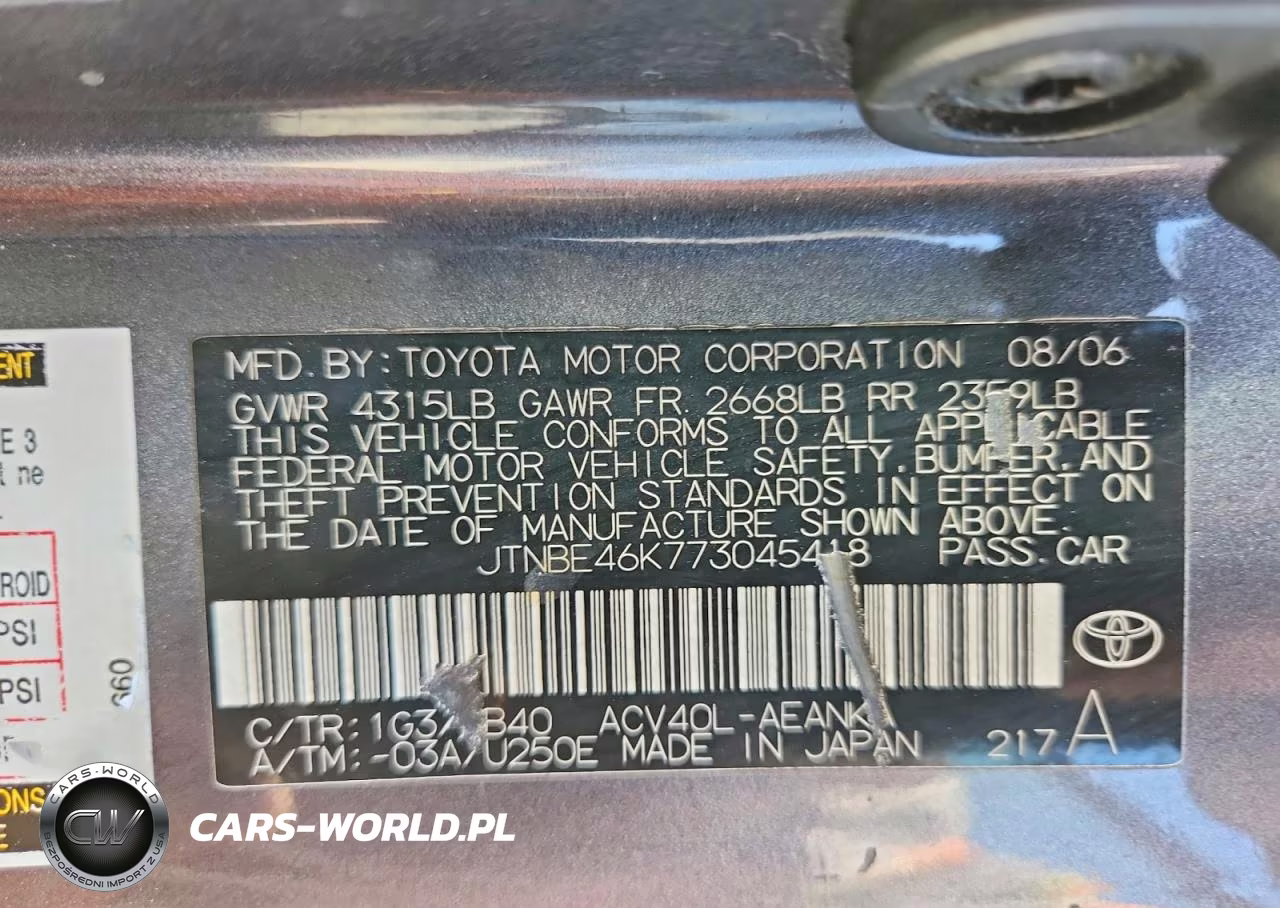 2007 Toyota Camry Le VIN:JTNBE46K773045418 - 13