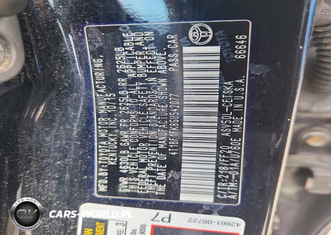 2016 Toyota Camry Se VIN:4T1BF1FK8GU542077 - 12