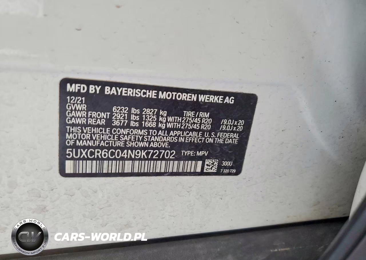 2022 BMW X5 xDrive40I VIN:5UXCR6C04N9K72702 - 13