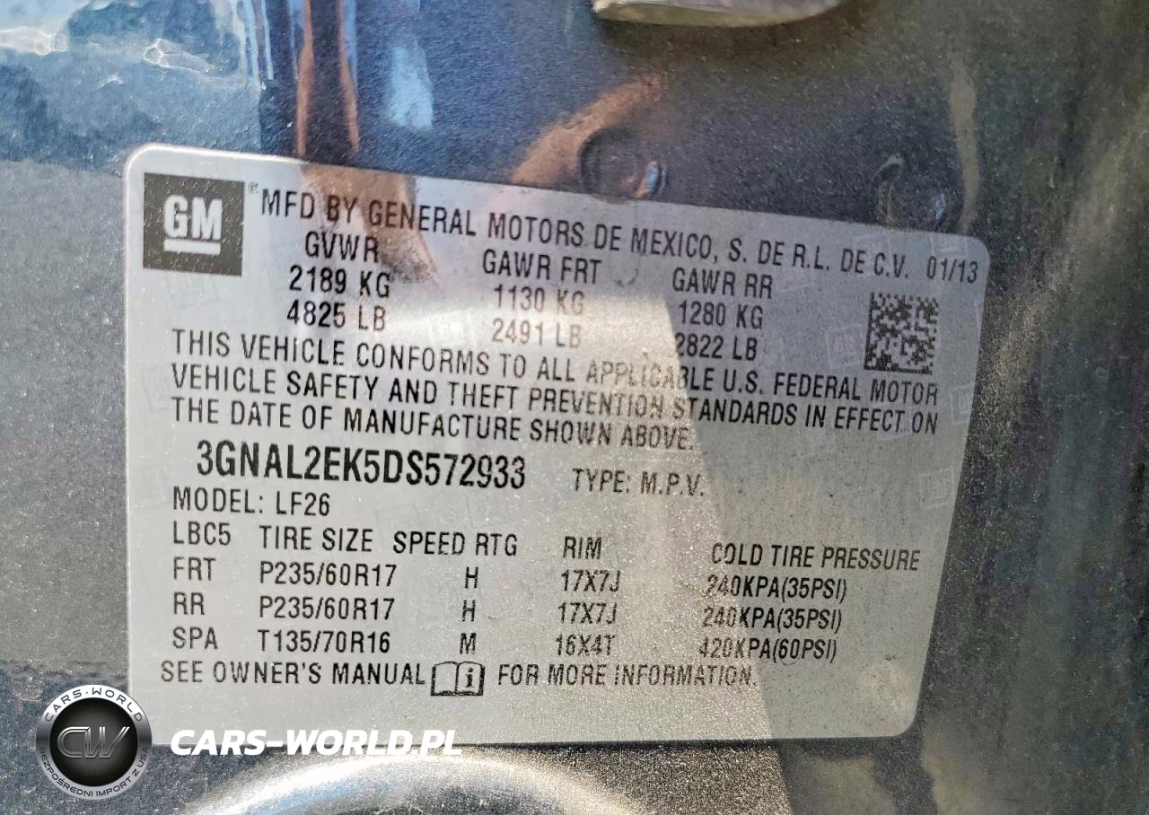 2013 Chevrolet Captiva Ls VIN:3GNAL2EK5DS572933 - 12